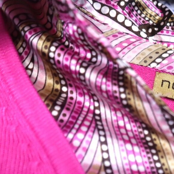 HOT PINK COLLARED SWEATER 2X Notations Satin Print Bright Dopamine Office Work - Picture 3 of 8